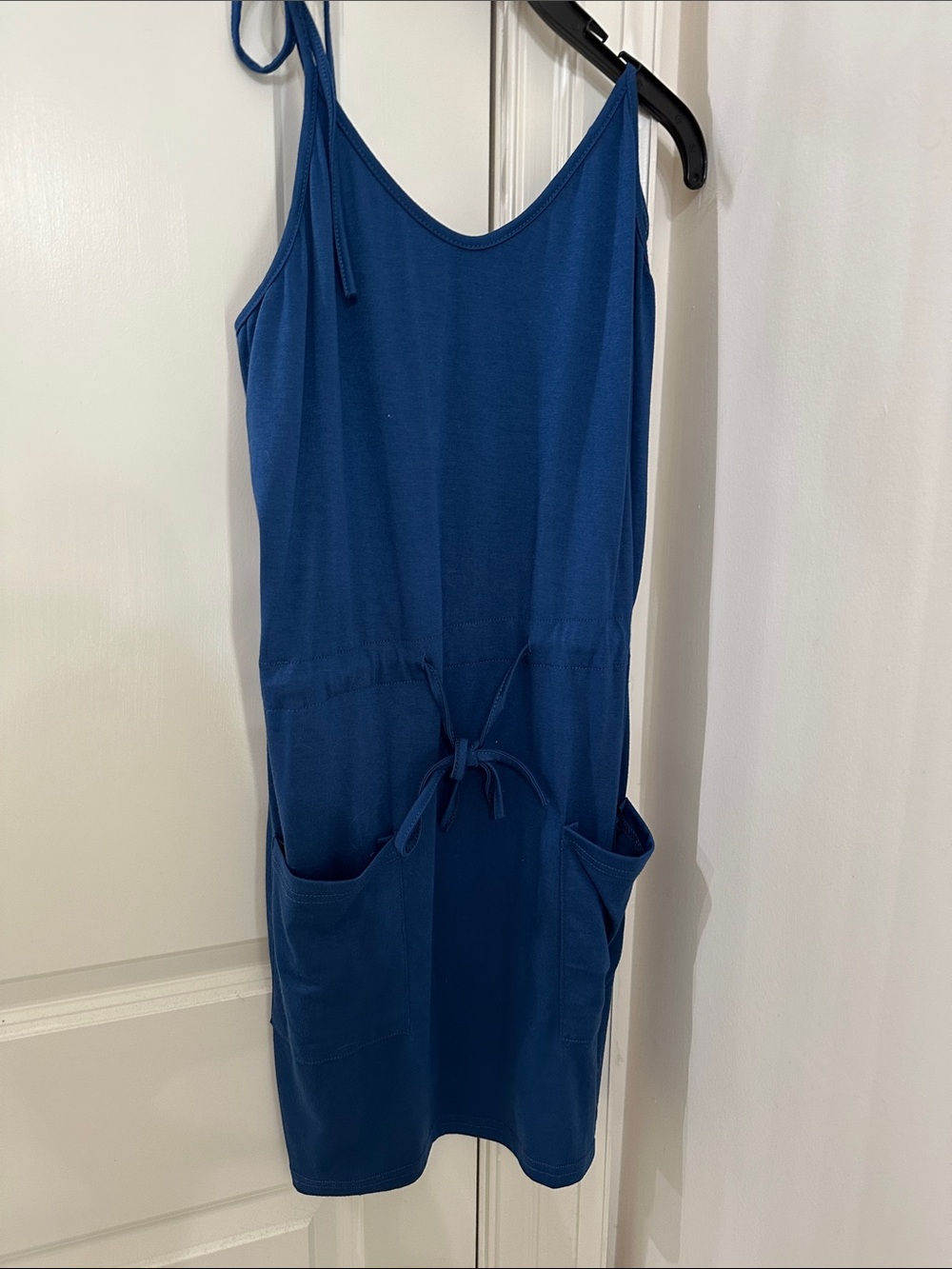 Sleeveless Drawstring Pocket Mini Dress in Royal Blue